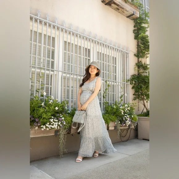 Sézane Phily Maxi Dress in Blue Floral Print FR 38 / US 6 - Picture 10 of 15